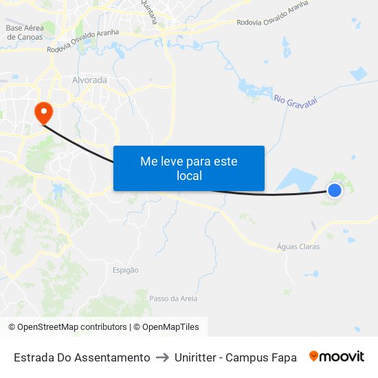 Estrada Do Assentamento to Uniritter - Campus Fapa map