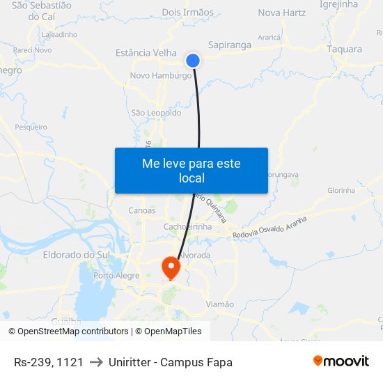 Rs-239, 1121 to Uniritter - Campus Fapa map