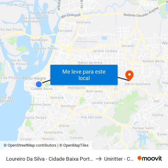 Loureiro Da Silva - Cidade Baixa Porto Alegre - Rs 90050-200 Brasil to Uniritter - Campus Fapa map