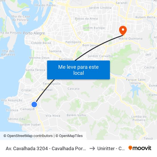 Av. Cavalhada 3204 - Cavalhada Porto Alegre - Rs 91740-001 Brasil to Uniritter - Campus Fapa map