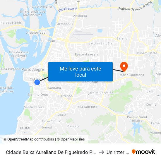 Cidade Baixa Aureliano De Figueiredo Pinto - Cidade Baixa Porto Alegre - Rs 90830-520 Brasil to Uniritter - Campus Fapa map