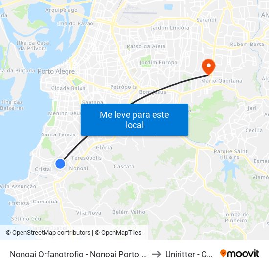 Nonoai Orfanotrofio - Nonoai Porto Alegre - Rs 90840-832 Brasil to Uniritter - Campus Fapa map