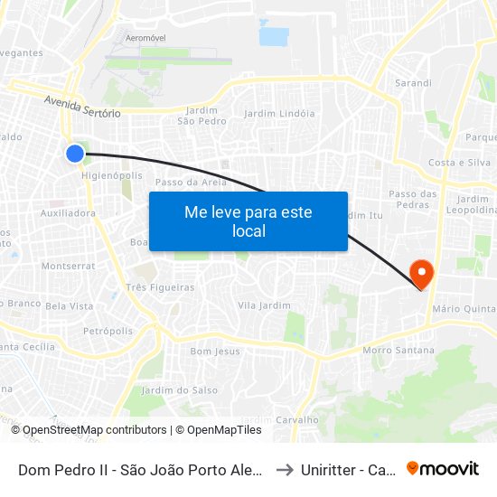Dom Pedro II - São João Porto Alegre - Rs 90830-470 Brasil to Uniritter - Campus Fapa map