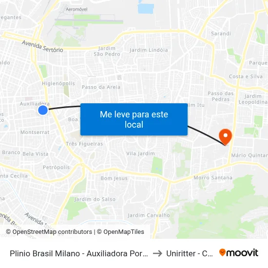 Plinio Brasil Milano - Auxiliadora Porto Alegre - Rs 90450-080 Brasil to Uniritter - Campus Fapa map