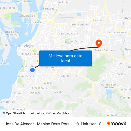 Jose De Alencar - Menino Deus Porto Alegre - Rs 90850-250 Brasil to Uniritter - Campus Fapa map
