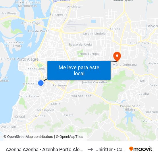 Azenha Azenha - Azenha Porto Alegre - Rs 90880-500 Brasil to Uniritter - Campus Fapa map