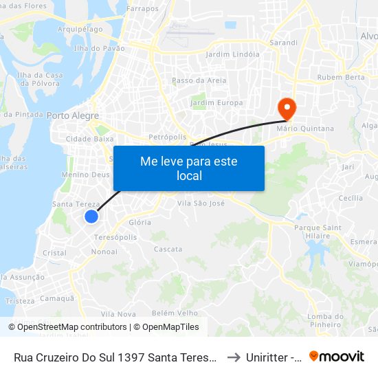 Rua Cruzeiro Do Sul 1397 Santa Teresa Porto Alegre - Rio Grande Do Sul 90843 Brasil to Uniritter - Campus Fapa map