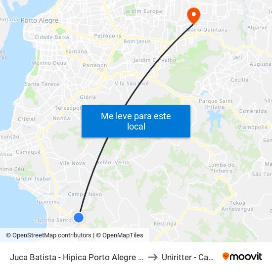 Juca Batista - Hipica Porto Alegre - Rs 91755-050 Brasil to Uniritter - Campus Fapa map