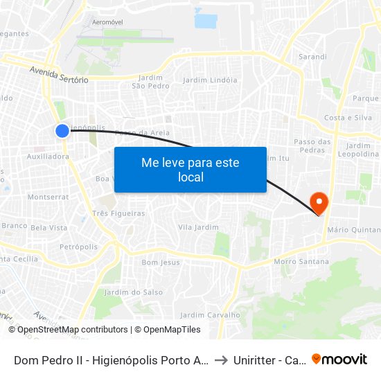 Dom Pedro II - Higienópolis Porto Alegre - Rs 90830-470 Brasil to Uniritter - Campus Fapa map