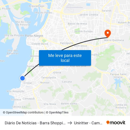 Diário De Notícias - Barra Shopping / Catamarã to Uniritter - Campus Fapa map