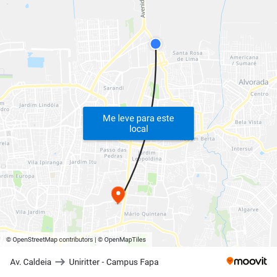 Av. Caldeia to Uniritter - Campus Fapa map