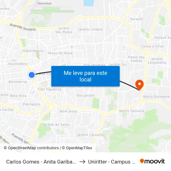 Carlos Gomes - Anita Garibaldi Ns to Uniritter - Campus Fapa map