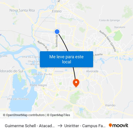 Guimerme Schell - Atacadão to Uniritter - Campus Fapa map