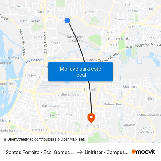 Santos Ferreira - Esc. Gomes Jardim to Uniritter - Campus Fapa map