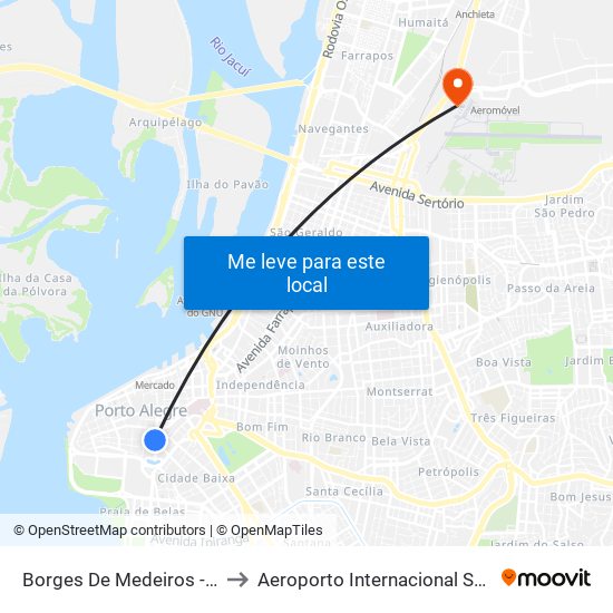 Borges De Medeiros - Fernando Machado to Aeroporto Internacional Salgado Filho - Terminal 2 map