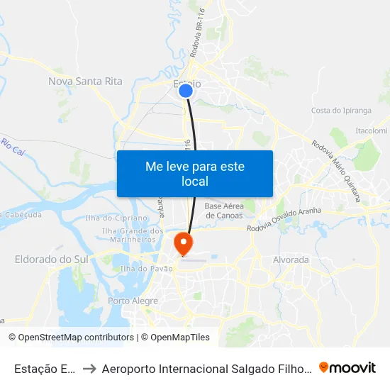 Estação Esteio to Aeroporto Internacional Salgado Filho - Terminal 2 map