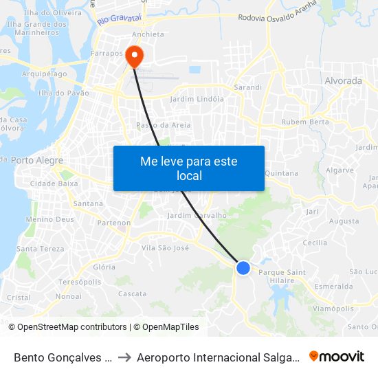 Bento Gonçalves - Veterinária to Aeroporto Internacional Salgado Filho - Terminal 2 map