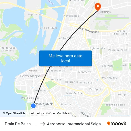 Praia De Belas - Shopping Bc to Aeroporto Internacional Salgado Filho - Terminal 2 map