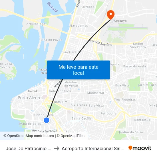 José Do Patrocínio - Venâncio Aires to Aeroporto Internacional Salgado Filho - Terminal 2 map