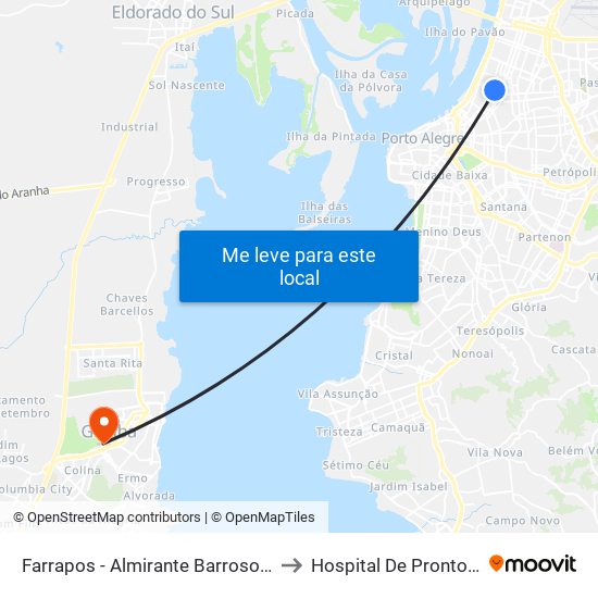 Farrapos - Almirante Barroso (Fora Do Corredor) to Hospital De Pronto Atendimento map
