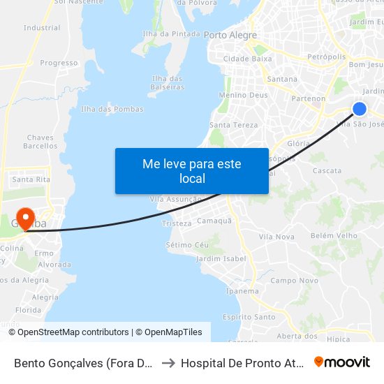 Bento Gonçalves (Fora Do Corredor) to Hospital De Pronto Atendimento map