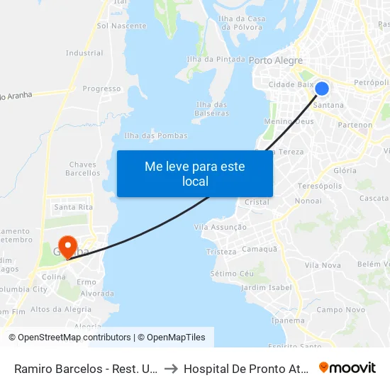 Ramiro Barcelos - Rest. Universitário to Hospital De Pronto Atendimento map