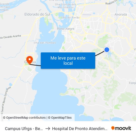 Campus Ufrgs - Bento to Hospital De Pronto Atendimento map