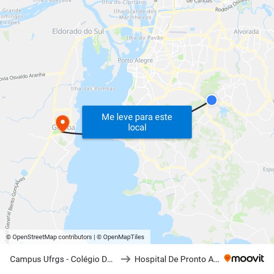 Campus Ufrgs - Colégio De Aplicação Bc to Hospital De Pronto Atendimento map