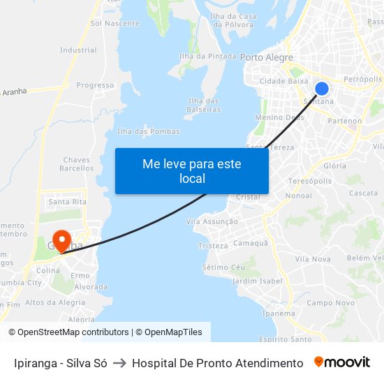 Ipiranga - Silva Só to Hospital De Pronto Atendimento map