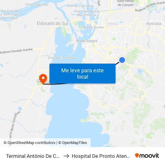 Terminal Antônio De Carvalho to Hospital De Pronto Atendimento map