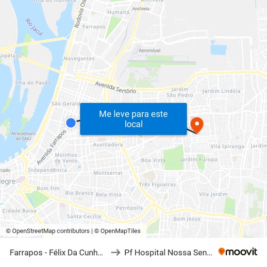 Farrapos - Félix Da Cunha (Fora Do Corredor) to Pf Hospital Nossa Senhora Da Conceição map