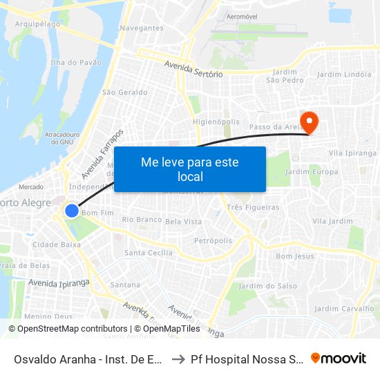 Osvaldo Aranha - Inst. De Educação (Fora Do Corredor) to Pf Hospital Nossa Senhora Da Conceição map