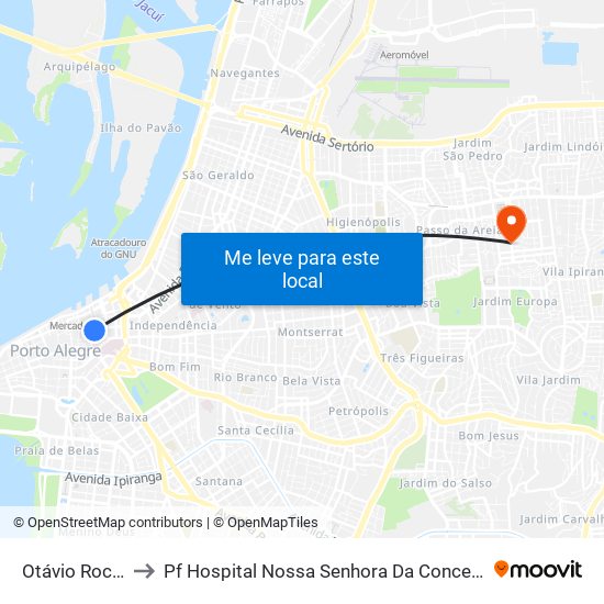 Otávio Rocha to Pf Hospital Nossa Senhora Da Conceição map