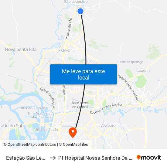 Estação São Leopoldo to Pf Hospital Nossa Senhora Da Conceição map