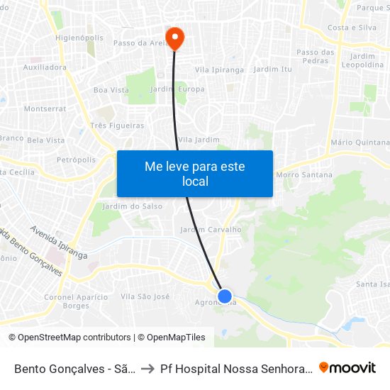 Bento Gonçalves - São Carlos Cb to Pf Hospital Nossa Senhora Da Conceição map