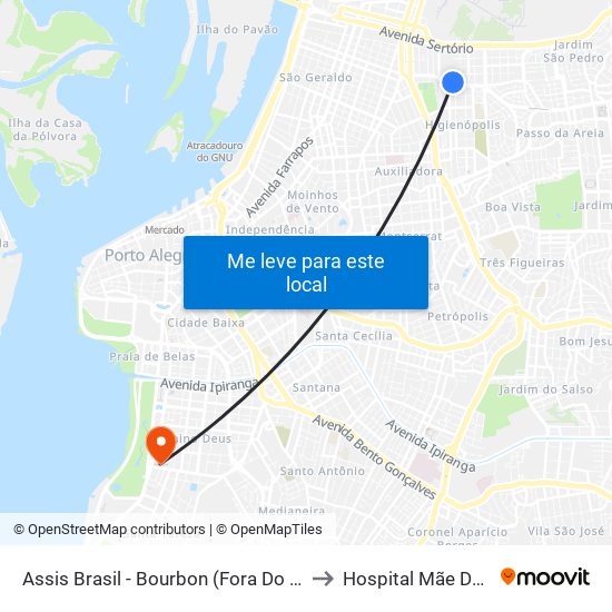 Assis Brasil - Bourbon (Fora Do Corredor) to Hospital Mãe De Deus map