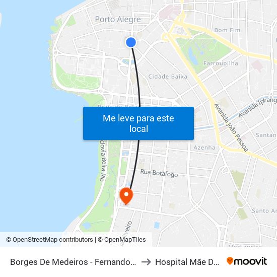 Borges De Medeiros - Fernando Machado to Hospital Mãe De Deus map