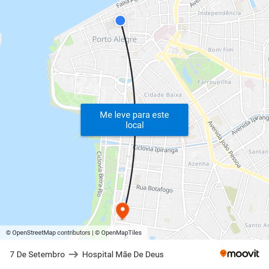 7 De Setembro to Hospital Mãe De Deus map