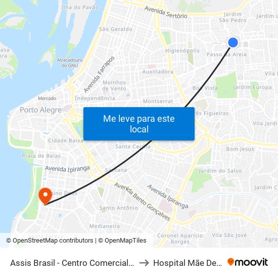 Assis Brasil - Centro Comercial [Centro] to Hospital Mãe De Deus map