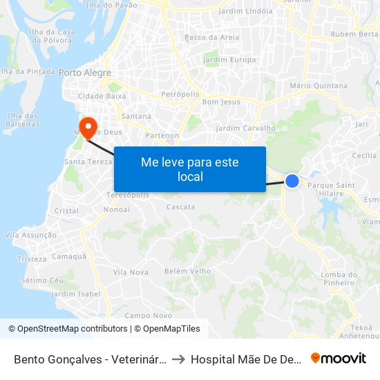 Bento Gonçalves - Veterinária to Hospital Mãe De Deus map