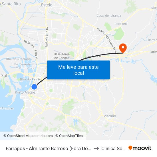 Farrapos - Almirante Barroso (Fora Do Corredor) to Clínica Solaris map