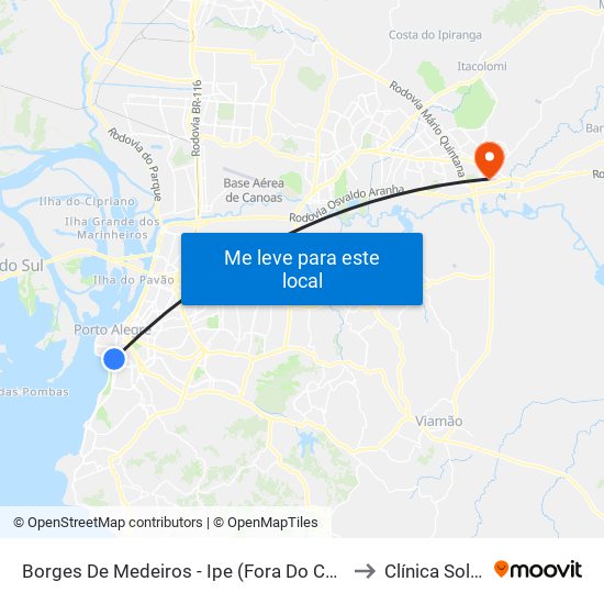 Borges De Medeiros - Ipe (Fora Do Corredor) to Clínica Solaris map