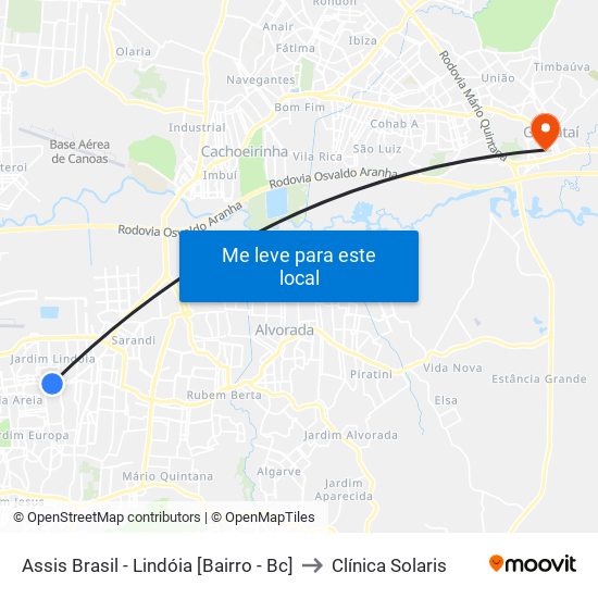 Assis Brasil - Lindóia [Bairro - Bc] to Clínica Solaris map