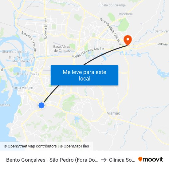 Bento Gonçalves - São Pedro (Fora Do Corredor) to Clínica Solaris map
