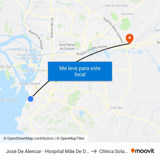 José De Alencar - Hospital Mãe De Deus to Clínica Solaris map