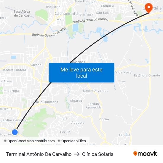 Terminal Antônio De Carvalho to Clínica Solaris map