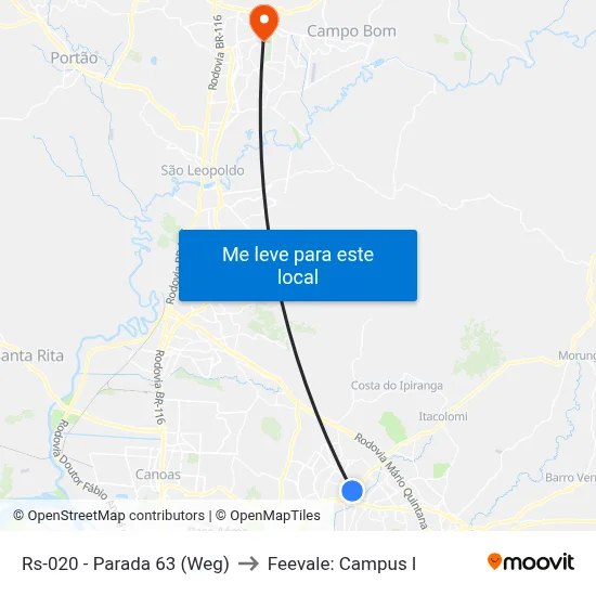 Rs-020 - Parada 63 (Weg) to Feevale: Campus I map