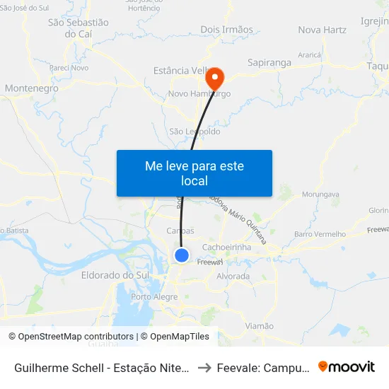 Guilherme Schell - Estação Niterói to Feevale: Campus I map