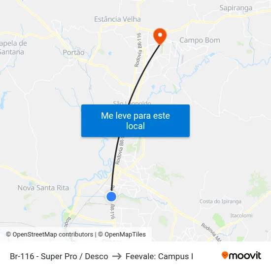 Br-116 - Super Pro / Desco to Feevale: Campus I map