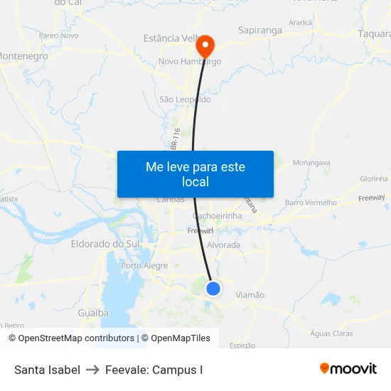 Santa Isabel to Feevale: Campus I map